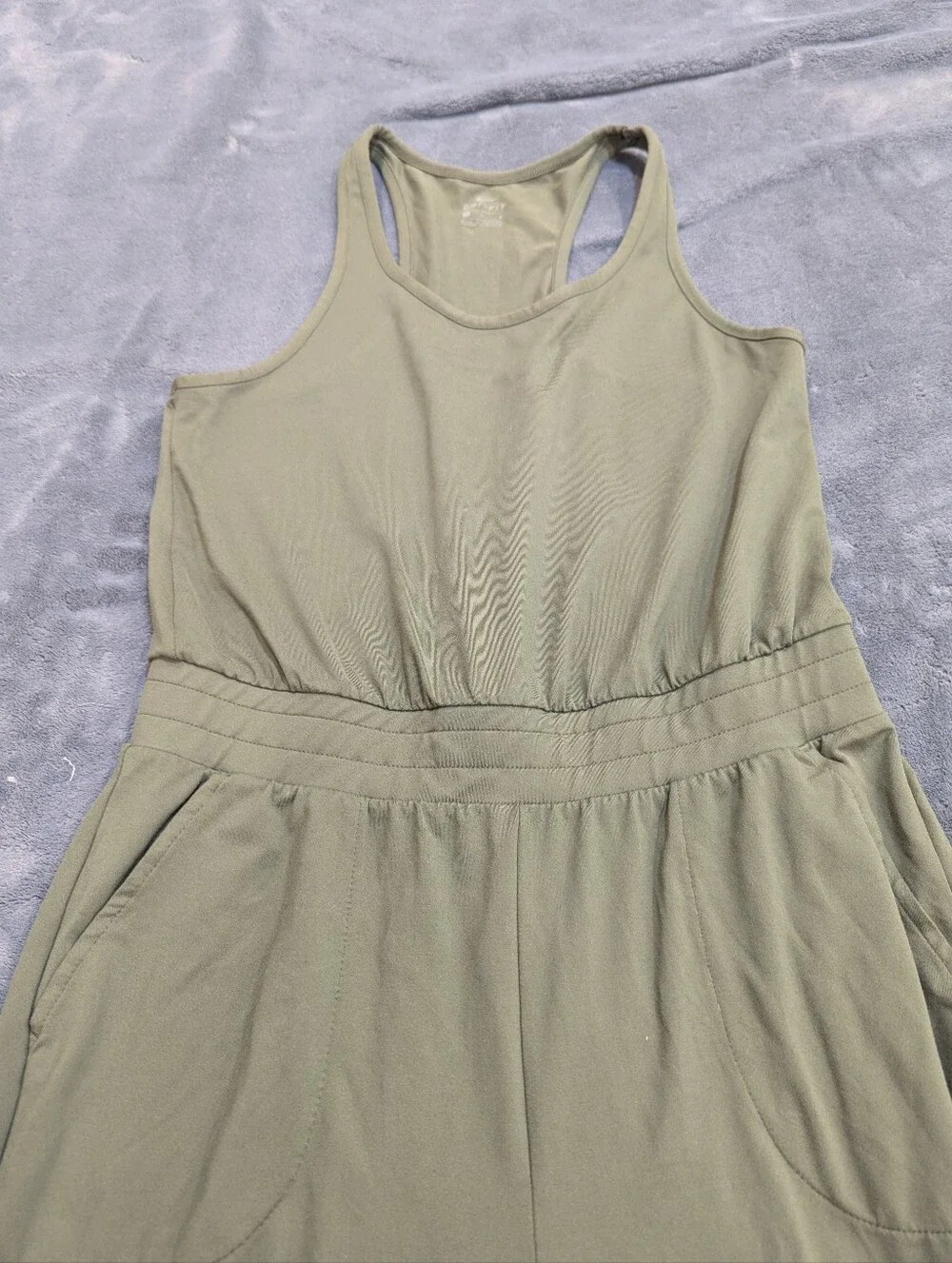 Nike Yoga Dri-FIT Racerback Jumpsuit Green Tank Women's Size Medium With Pockets